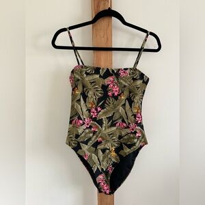 Forever 21 Black Floral One Piece Swimsuit